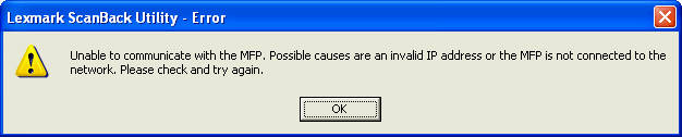 ※まずはプロフ要確認※ bin An MFP Was Not Found at the Specified Address' Error with
